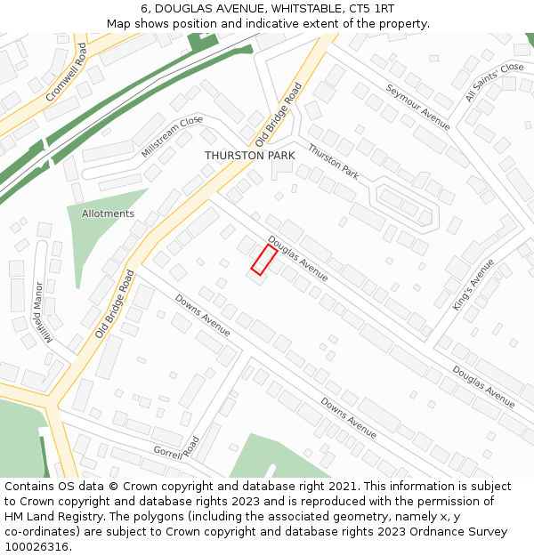 6, DOUGLAS AVENUE, WHITSTABLE, CT5 1RT: Location map and indicative extent of plot