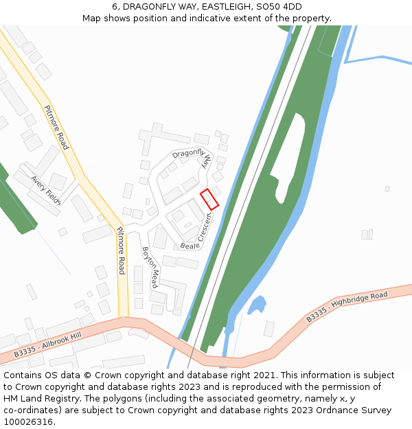 6, DRAGONFLY WAY, EASTLEIGH, SO50 4DD: Location map and indicative extent of plot