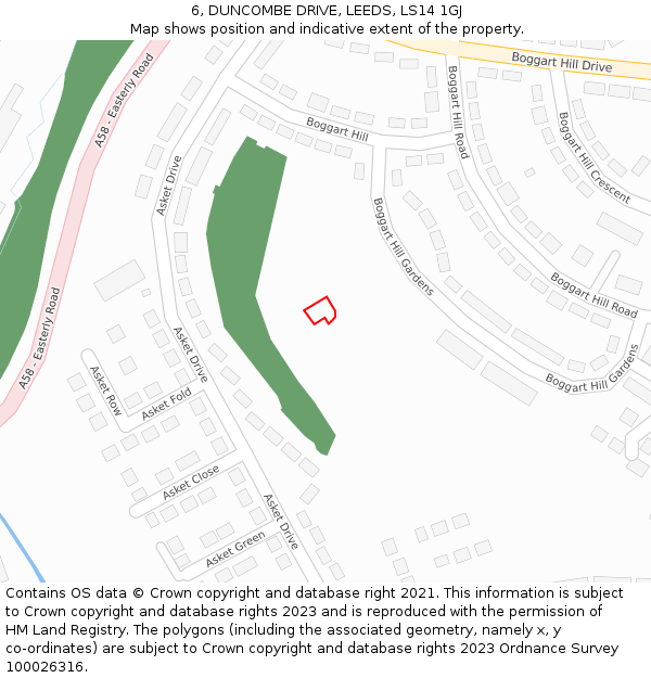 6, DUNCOMBE DRIVE, LEEDS, LS14 1GJ: Location map and indicative extent of plot