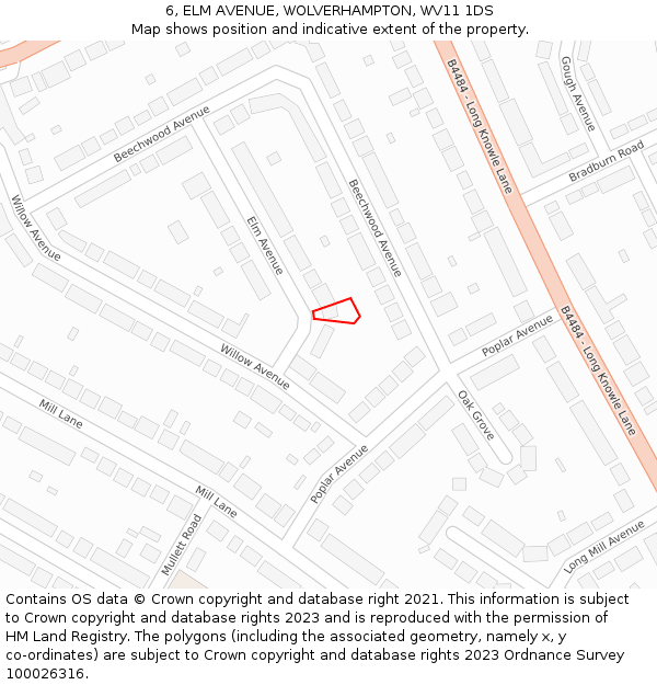 6, ELM AVENUE, WOLVERHAMPTON, WV11 1DS: Location map and indicative extent of plot