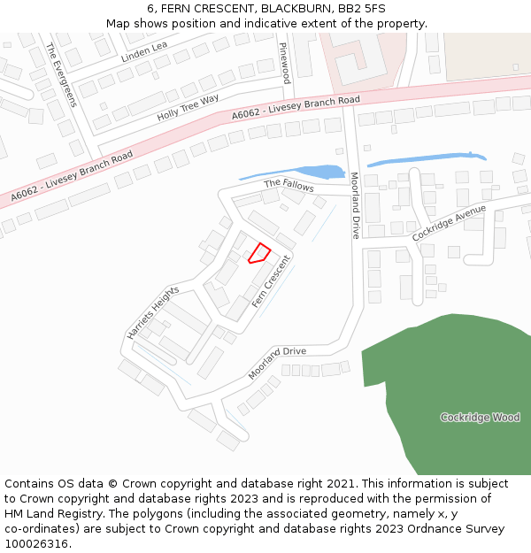 6, FERN CRESCENT, BLACKBURN, BB2 5FS: Location map and indicative extent of plot