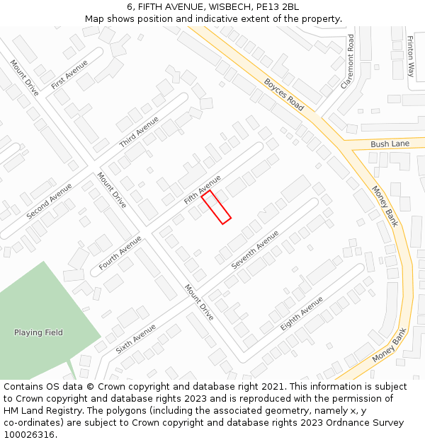 6, FIFTH AVENUE, WISBECH, PE13 2BL: Location map and indicative extent of plot