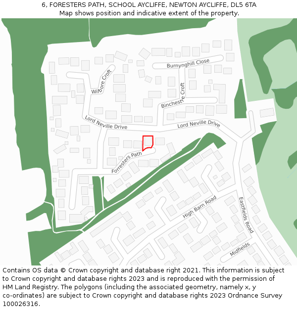 6, FORESTERS PATH, SCHOOL AYCLIFFE, NEWTON AYCLIFFE, DL5 6TA: Location map and indicative extent of plot