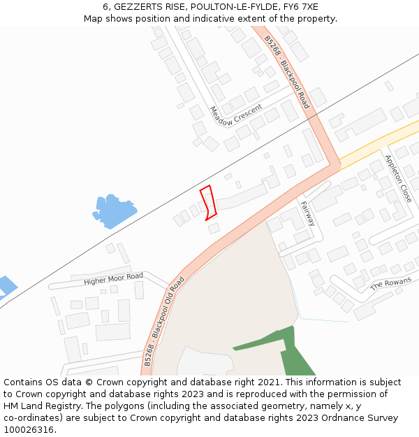 6, GEZZERTS RISE, POULTON-LE-FYLDE, FY6 7XE: Location map and indicative extent of plot