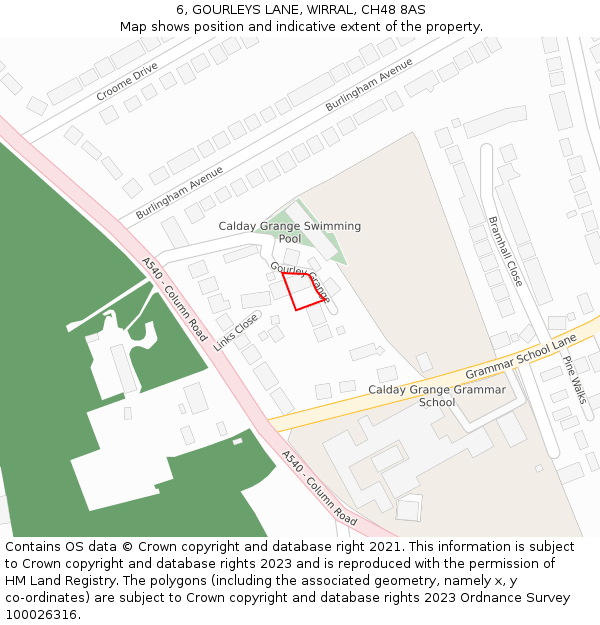 6, GOURLEYS LANE, WIRRAL, CH48 8AS: Location map and indicative extent of plot