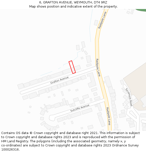 6, GRAFTON AVENUE, WEYMOUTH, DT4 9RZ: Location map and indicative extent of plot