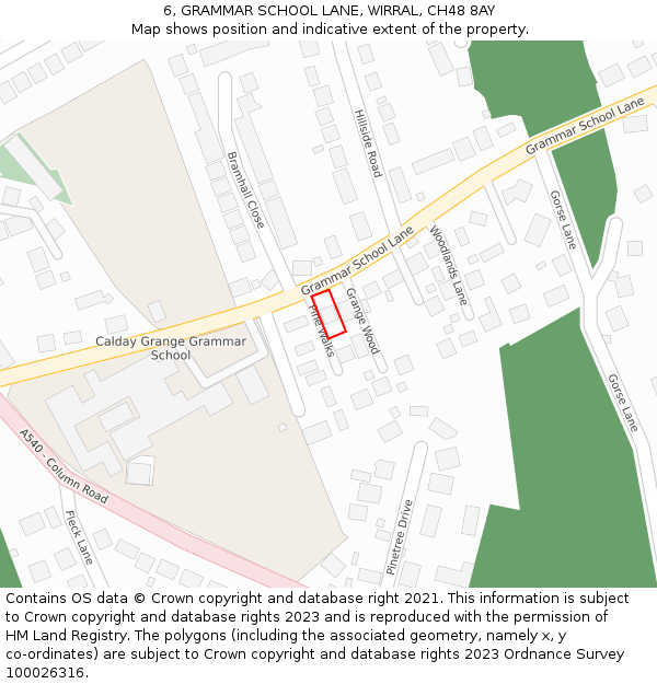 6, GRAMMAR SCHOOL LANE, WIRRAL, CH48 8AY: Location map and indicative extent of plot