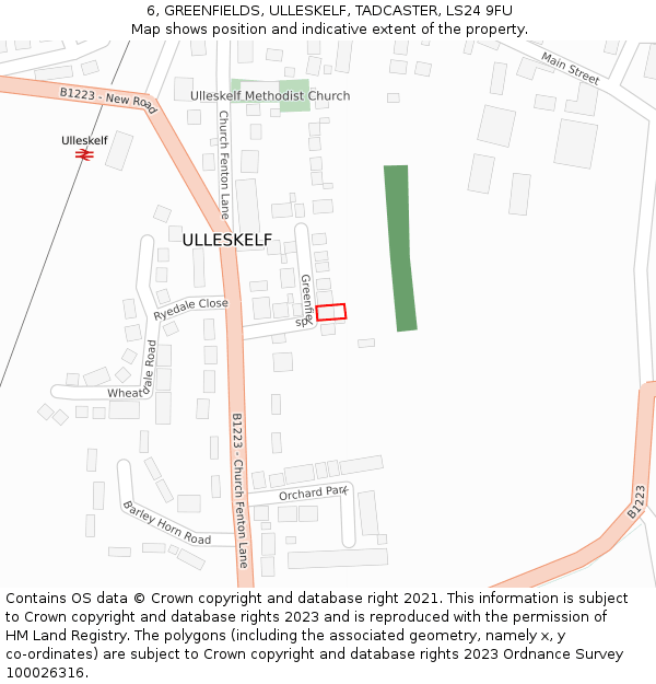 6, GREENFIELDS, ULLESKELF, TADCASTER, LS24 9FU: Location map and indicative extent of plot