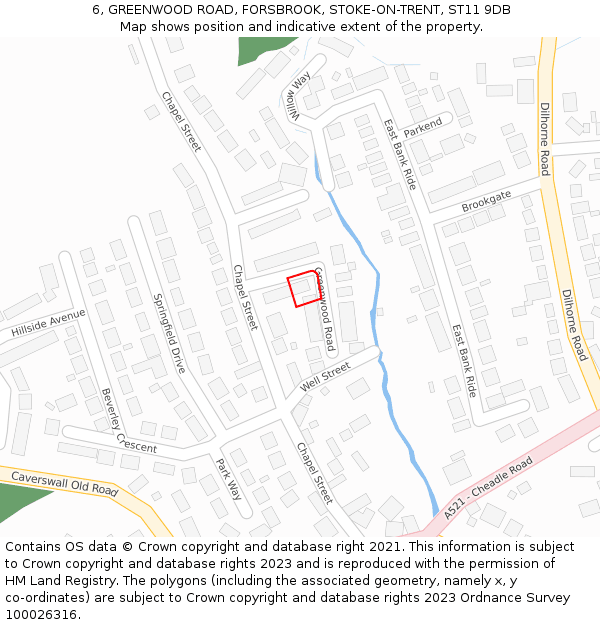 6, GREENWOOD ROAD, FORSBROOK, STOKE-ON-TRENT, ST11 9DB: Location map and indicative extent of plot