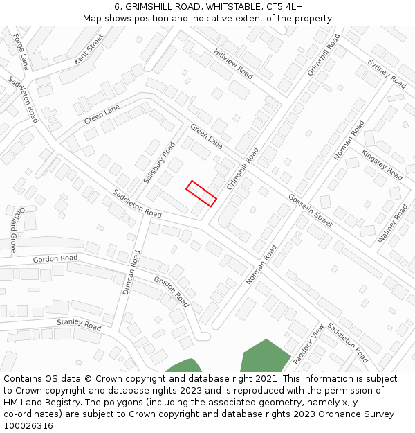 6, GRIMSHILL ROAD, WHITSTABLE, CT5 4LH: Location map and indicative extent of plot