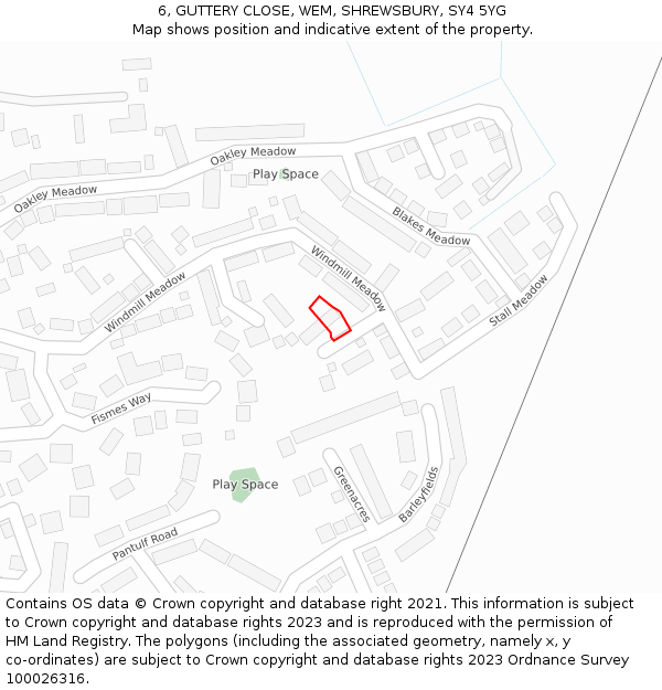 6, GUTTERY CLOSE, WEM, SHREWSBURY, SY4 5YG: Location map and indicative extent of plot