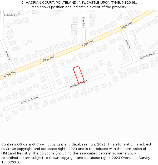 6, HADRIAN COURT, PONTELAND, NEWCASTLE UPON TYNE, NE20 9JU: Location map and indicative extent of plot