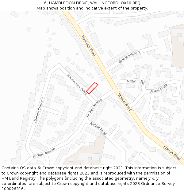 6, HAMBLEDON DRIVE, WALLINGFORD, OX10 0PQ: Location map and indicative extent of plot