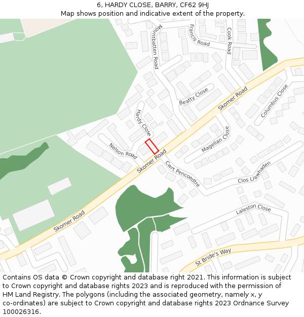 6, HARDY CLOSE, BARRY, CF62 9HJ: Location map and indicative extent of plot