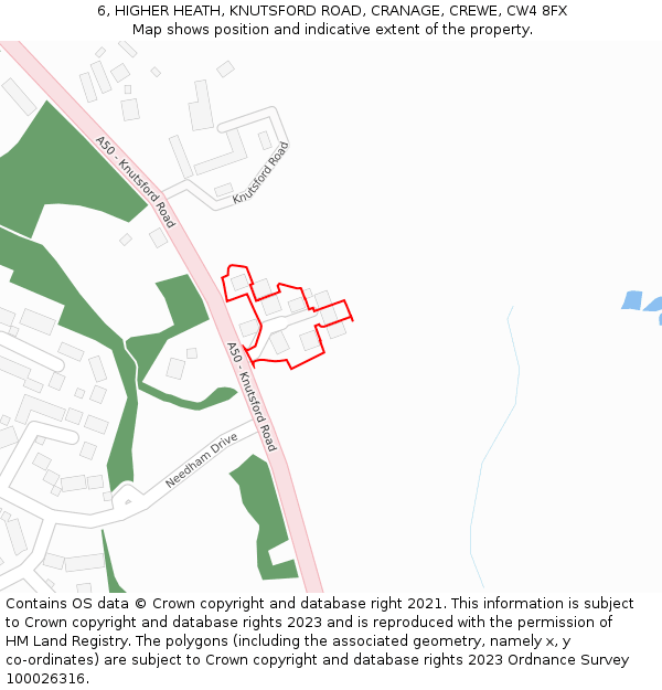 6, HIGHER HEATH, KNUTSFORD ROAD, CRANAGE, CREWE, CW4 8FX: Location map and indicative extent of plot