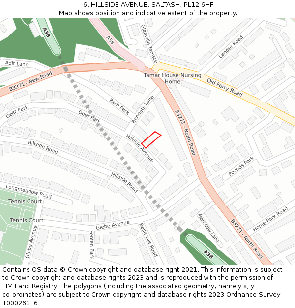 6, HILLSIDE AVENUE, SALTASH, PL12 6HF: Location map and indicative extent of plot