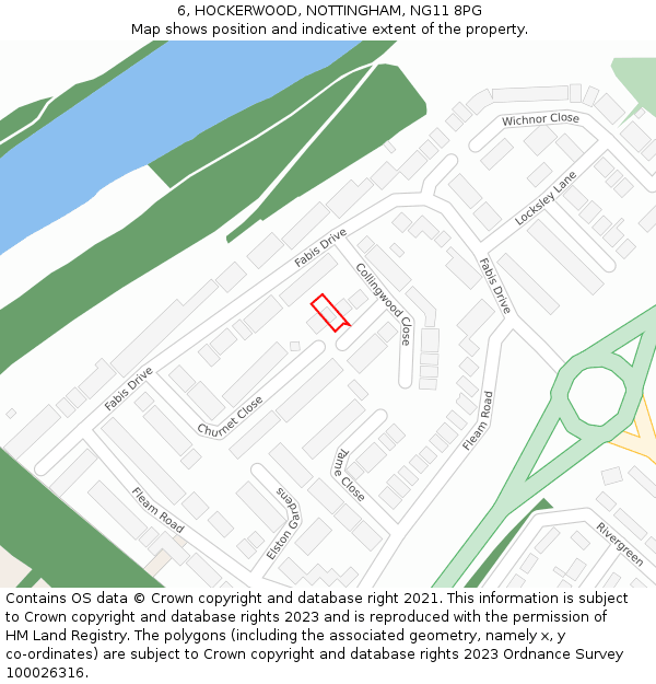 6, HOCKERWOOD, NOTTINGHAM, NG11 8PG: Location map and indicative extent of plot