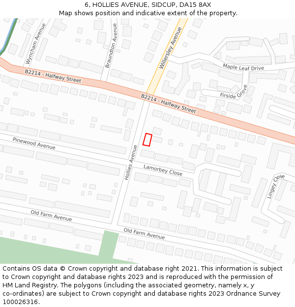6, HOLLIES AVENUE, SIDCUP, DA15 8AX: Location map and indicative extent of plot