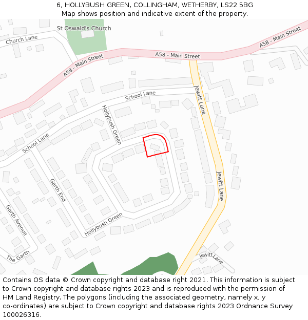 6, HOLLYBUSH GREEN, COLLINGHAM, WETHERBY, LS22 5BG: Location map and indicative extent of plot