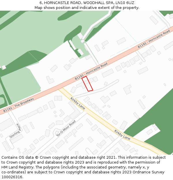 6, HORNCASTLE ROAD, WOODHALL SPA, LN10 6UZ: Location map and indicative extent of plot