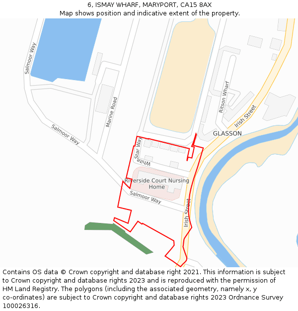 6, ISMAY WHARF, MARYPORT, CA15 8AX: Location map and indicative extent of plot