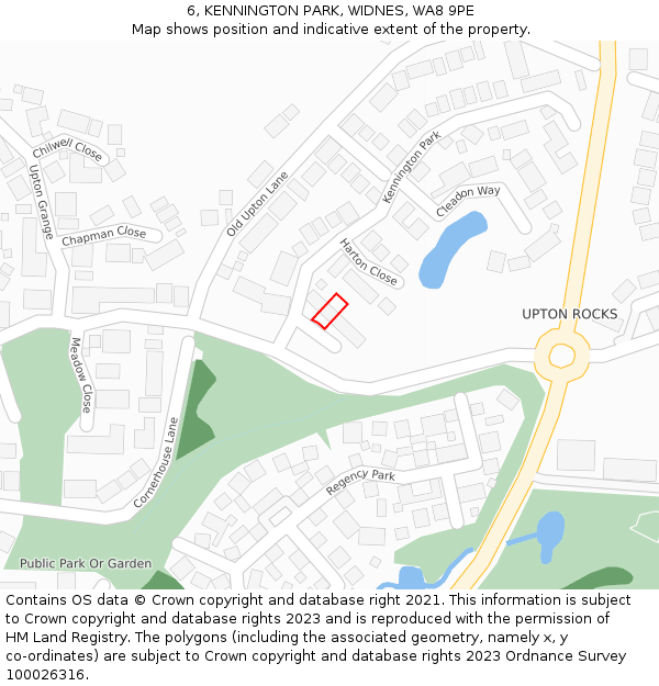 6, KENNINGTON PARK, WIDNES, WA8 9PE: Location map and indicative extent of plot