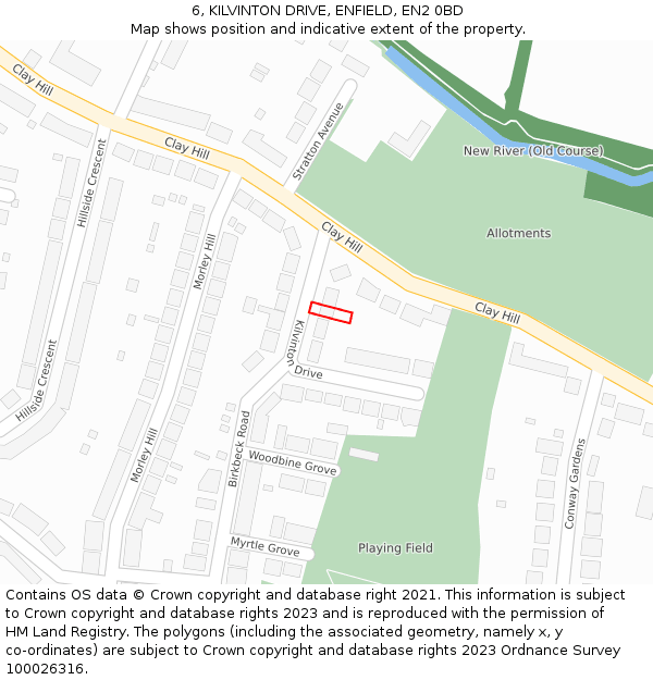 6, KILVINTON DRIVE, ENFIELD, EN2 0BD: Location map and indicative extent of plot