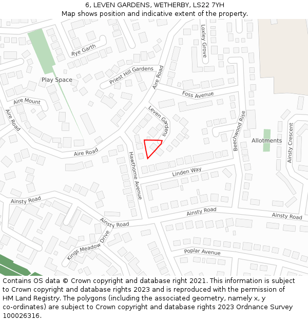 6, LEVEN GARDENS, WETHERBY, LS22 7YH: Location map and indicative extent of plot