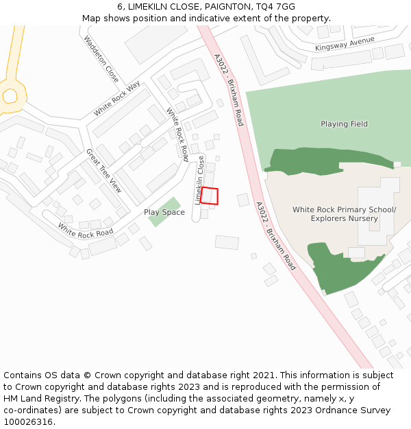6, LIMEKILN CLOSE, PAIGNTON, TQ4 7GG: Location map and indicative extent of plot