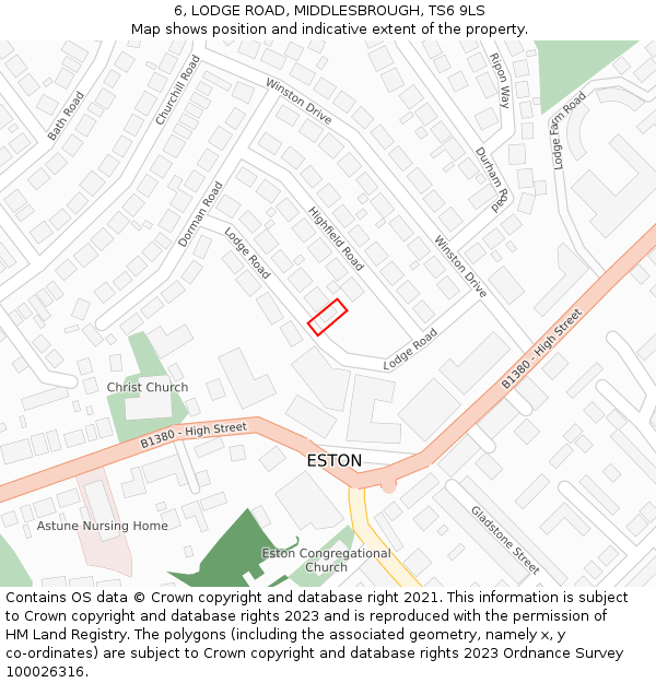 6, LODGE ROAD, MIDDLESBROUGH, TS6 9LS: Location map and indicative extent of plot