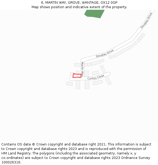 6, MARTIN WAY, GROVE, WANTAGE, OX12 0GP: Location map and indicative extent of plot