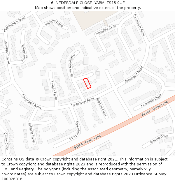 6, NEDERDALE CLOSE, YARM, TS15 9UE: Location map and indicative extent of plot