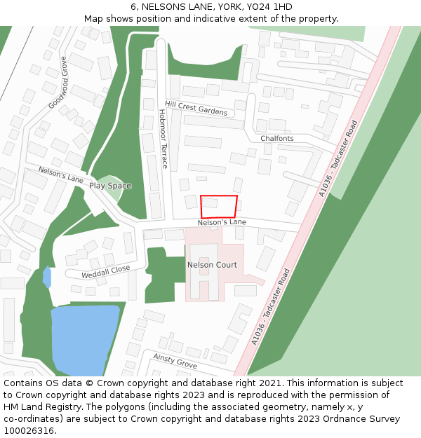 6, NELSONS LANE, YORK, YO24 1HD: Location map and indicative extent of plot