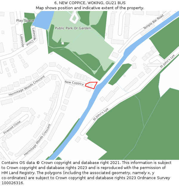 6, NEW COPPICE, WOKING, GU21 8US: Location map and indicative extent of plot