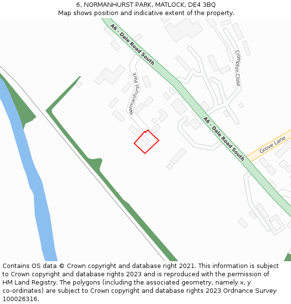 6, NORMANHURST PARK, MATLOCK, DE4 3BQ: Location map and indicative extent of plot