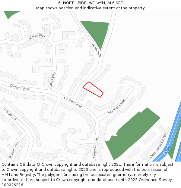 6, NORTH RIDE, WELWYN, AL6 9RD: Location map and indicative extent of plot