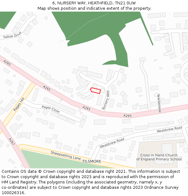 6, NURSERY WAY, HEATHFIELD, TN21 0UW: Location map and indicative extent of plot