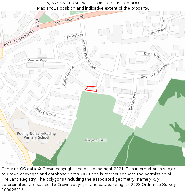 6, NYSSA CLOSE, WOODFORD GREEN, IG8 8DQ: Location map and indicative extent of plot