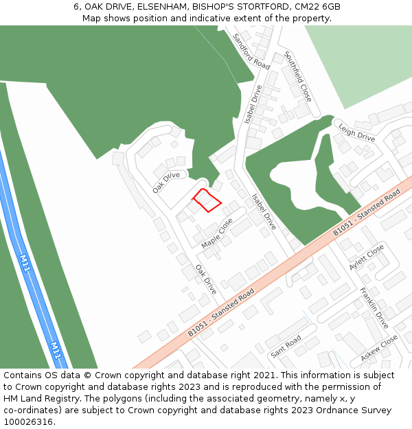 6, OAK DRIVE, ELSENHAM, BISHOP'S STORTFORD, CM22 6GB: Location map and indicative extent of plot