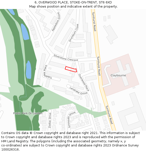 6, OVERWOOD PLACE, STOKE-ON-TRENT, ST6 6XD: Location map and indicative extent of plot