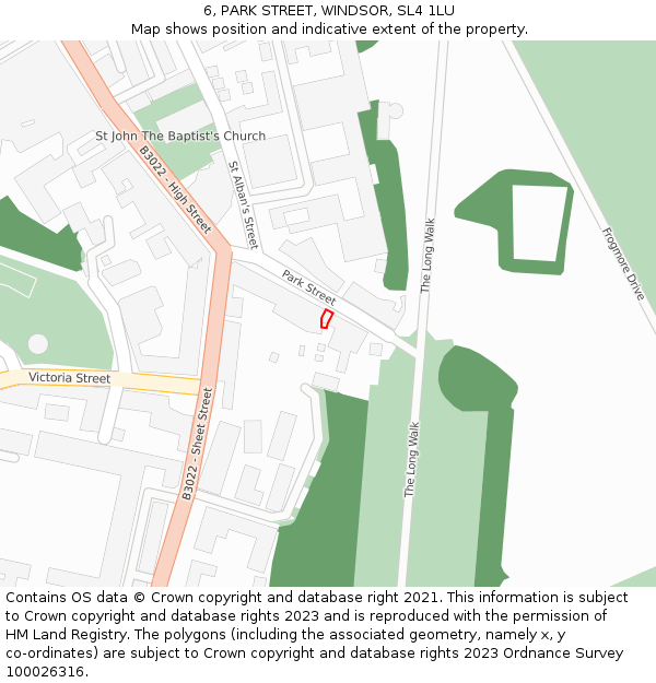 6, PARK STREET, WINDSOR, SL4 1LU: Location map and indicative extent of plot