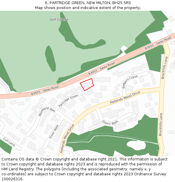 6, PARTRIDGE GREEN, NEW MILTON, BH25 5RS: Location map and indicative extent of plot