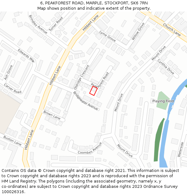 6, PEAKFOREST ROAD, MARPLE, STOCKPORT, SK6 7RN: Location map and indicative extent of plot