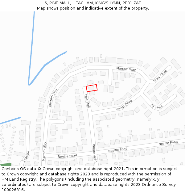 6, PINE MALL, HEACHAM, KING'S LYNN, PE31 7AE: Location map and indicative extent of plot