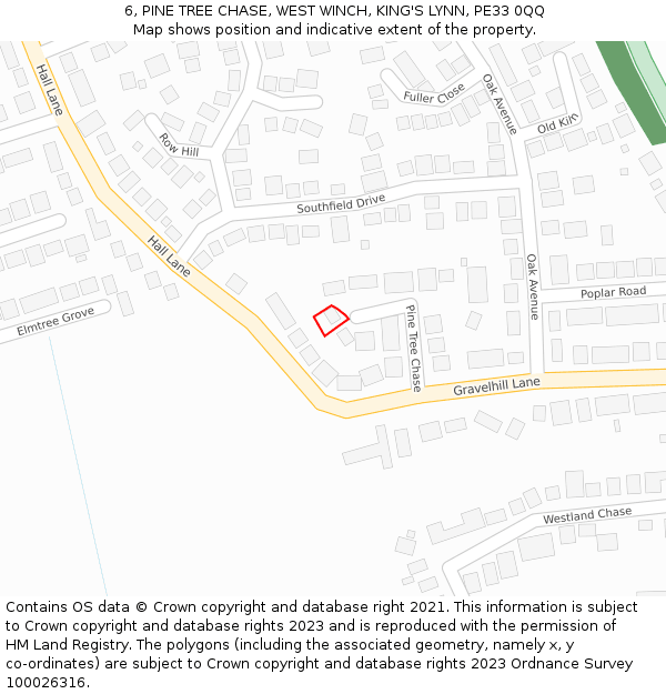 6, PINE TREE CHASE, WEST WINCH, KING'S LYNN, PE33 0QQ: Location map and indicative extent of plot