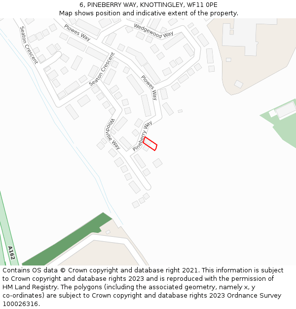 6, PINEBERRY WAY, KNOTTINGLEY, WF11 0PE: Location map and indicative extent of plot