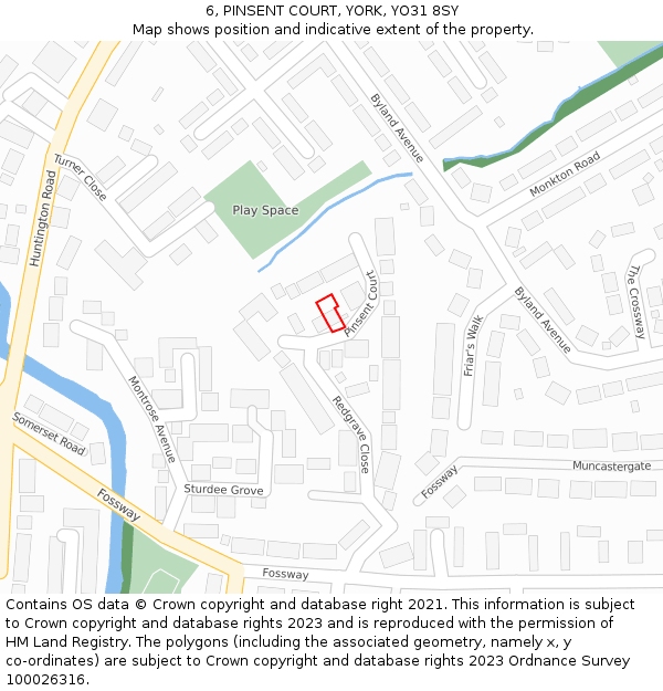 6, PINSENT COURT, YORK, YO31 8SY: Location map and indicative extent of plot