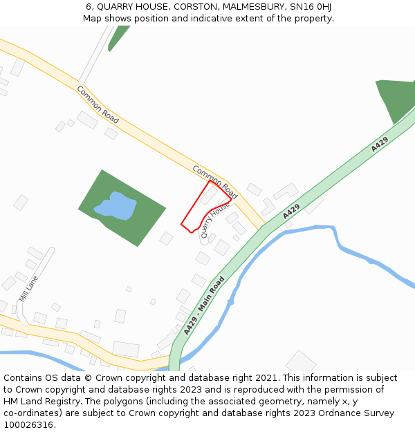 6, QUARRY HOUSE, CORSTON, MALMESBURY, SN16 0HJ: Location map and indicative extent of plot