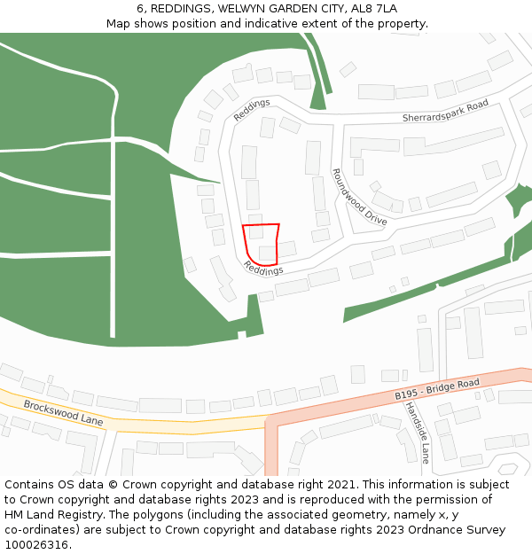 6, REDDINGS, WELWYN GARDEN CITY, AL8 7LA: Location map and indicative extent of plot