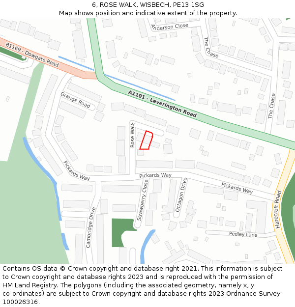 6, ROSE WALK, WISBECH, PE13 1SG: Location map and indicative extent of plot